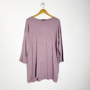 Eileen Fisher Ultrafine Sacht Crew Neck Tunic Sweater Pink Size Large